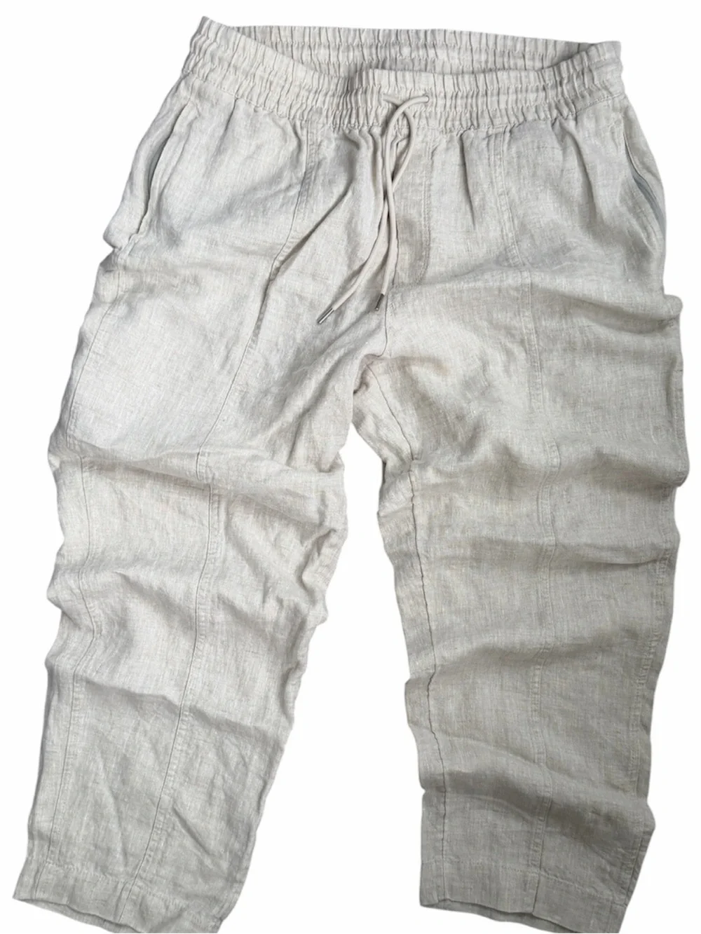 Athleta Drawstring Linen Pants - Natural Taupe